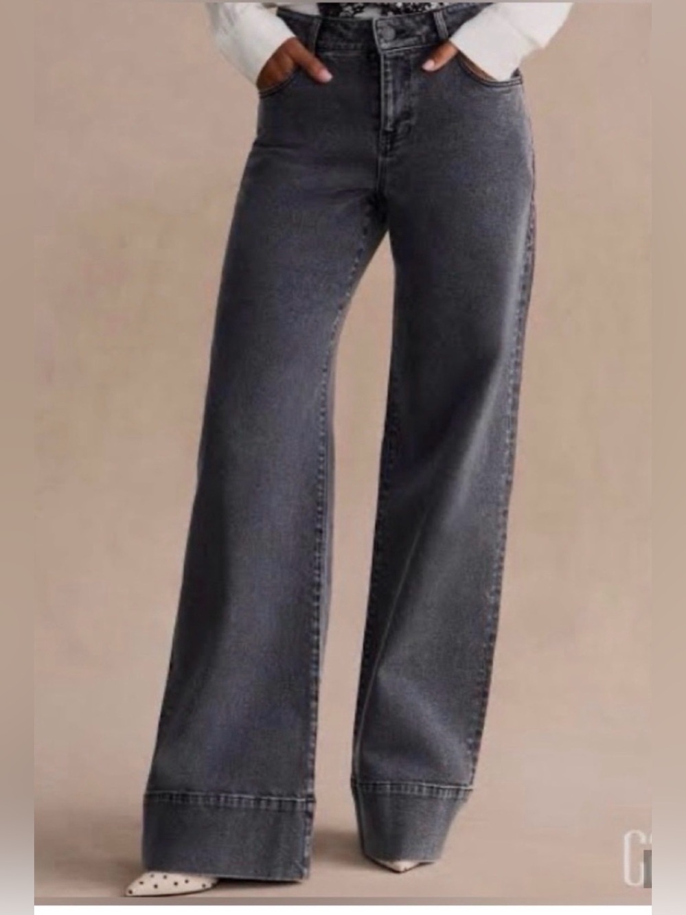 CAbi Lennox Wide-Leg Jeans in Charcoal Gray - size 2R - LN